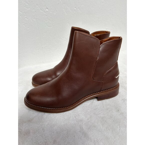 Franco Sarto Women's Happily Brown Leather Ankle Boots Size 7.5 M Side-Zip New - Picture 3 of 7